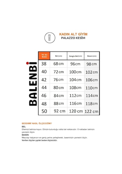 Balenbi Kadın Palazzo Yüksek Bel Likralı Dokuma Pantolon 1003 Camel