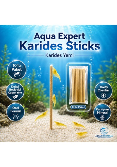 Aqua Expert Karides Sticks Karides Yemi 10 Lu Paket Doğal Besleyici Çubuk Yem Özel Formül - Kalsiyum Mineral
