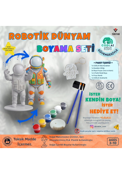 Codlaı Kids Robotik Dünyam 3d Boyama Seti - Çocuklar İçin Eğitici Yaratıcı Oyuncak Boyama Kiti - Astronot Robot