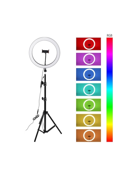 14" Rgb Ring Light Güzellik Salonu Ortam Işığı Yayıncı Işığı Ring Light Sürekli Aydınlatma 2 M Stand Rgb