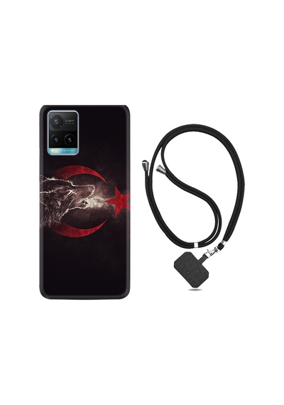 Vivo Y21 Kılıf Boyun Askılı Kurt Ve Ay Yıldız 1403