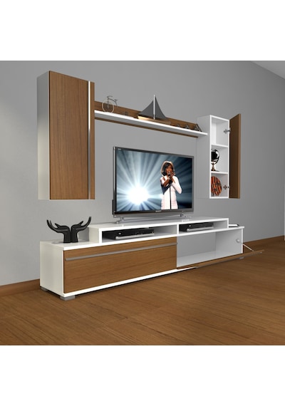 Decoraktiv Ekoflex 7 Mdf Tv Ünitesi Tv Sehpası Beyaz - Ceviz