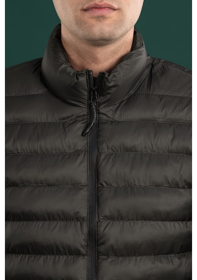 Fbı Slimfit Dik Yaka Fermuarlı Erkek İnce Şişme Puffer Mont Yeşil