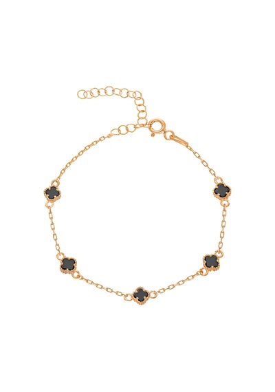 Siyah Yonca Bileklik 718536 Gold Gümüş