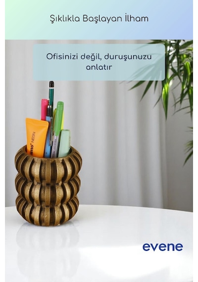 Kalemlik Masa Kalemliği Organizer Kalemlik Altın Eskitme Renk Model 75 Çok Renkli
