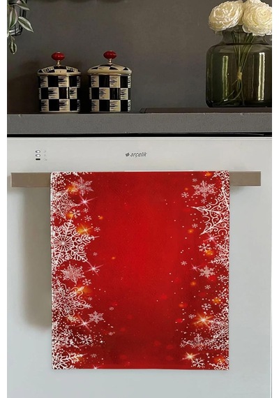 Lexroo Kırmızı Yeni Yıl Temalı Yılbaşı Fırın Mutfak Havlusu 30x50cm