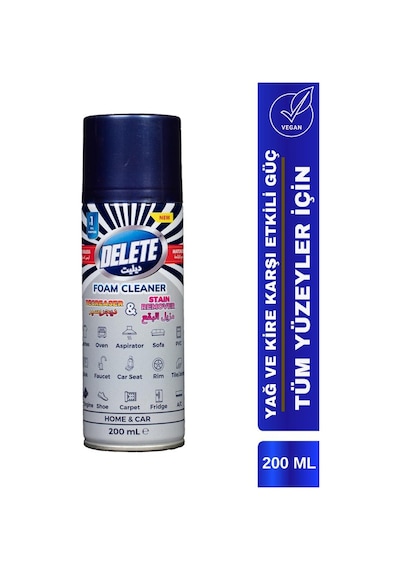 Delete Çok Amaçlı Yağ Kir Leke Çözücü Genel Temizleyici Köpük 200 Ml Tekli