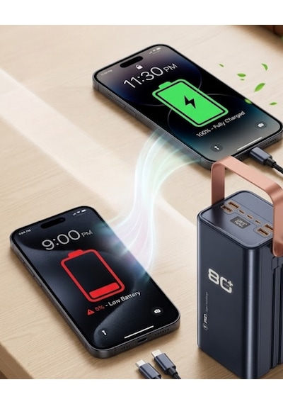 Ultra Güçlü Powerbank 80000 Mah Çoklu Cihaz Şarj Destekli Led Ekranlı Taşınabilir Batarya Altın