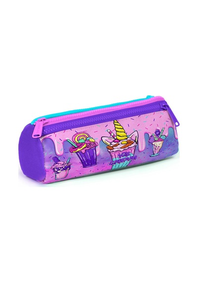 Coral High Kids Pembe Mor Milkshake Dondurma Desenli Üç Bölmeli Kalem Çantası 22049