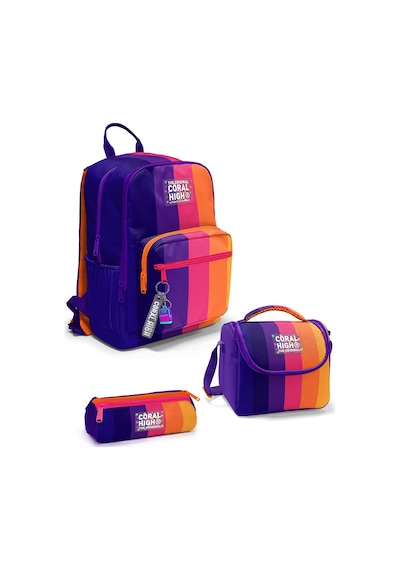 Coral High Renkli Çizgili 3 Lü Okul Çanta Seti Set0123674 Lacivert - Turuncu