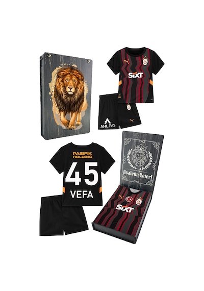 Gsstore Galatasaray Lisanslı 24-25 5 Yıldızlı İsim Yazılı Çocuk Forma Set Siyah