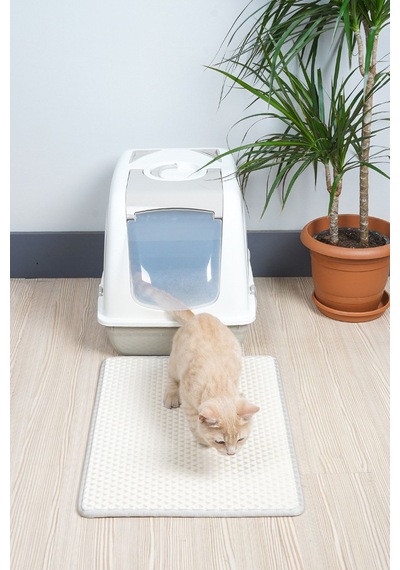 40x55 Cm Kedi Tuvalet Önü Paspası Kedi Kumu Paspası Kedi Matı Beyaz