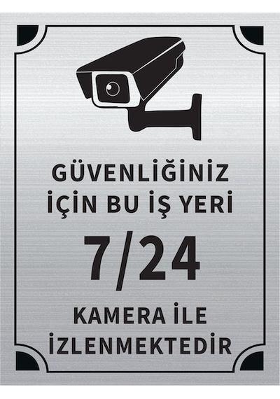 Mayeka Güvenliğiniz İçin Bu İşyeri 7 24 Kamera İle İzlenmektedir Levha Gümüş Metal Yönlendirme
