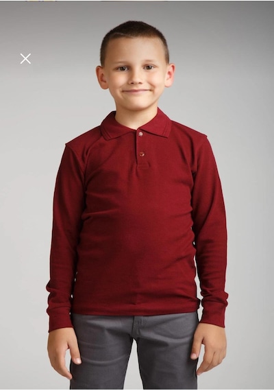 Dıgıl Kids Çocuk Polo Yaka Okul Tişörtü Uzun Kol Bordo