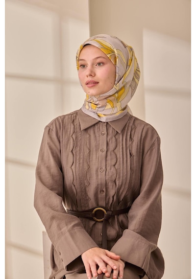Silk Home Olinda İpek Eşarp 47003-35 Gümüş, Sarı, Koyu Gri, Butter Yellow