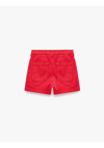 Koton Cep Detaylı Normal Bel Pamuklu Slim Fit Mini Şort Kırmızı 6sal40132mw