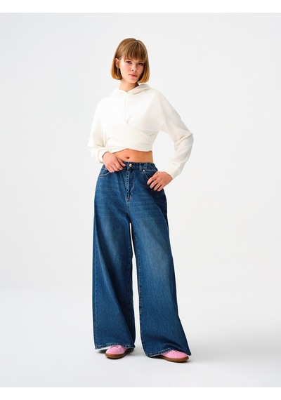 Palazzo Regular Fit Kadın Pantolon Denim