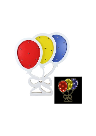 Uçan Balonlar. Pilli Led Işıklı Dekoratif Ahşap Pano