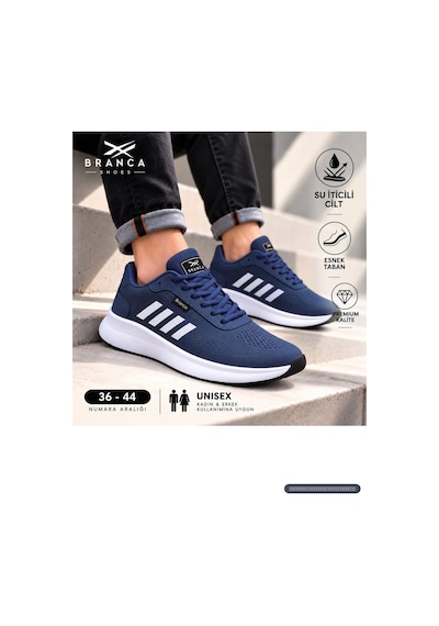 Branca Unisex Kadın Erkek Yarı Ortapedik Günlük Spor Sneaker Yürüyüş Outdoor Ayakkabı Lacivert