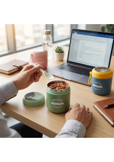 Paslanmaz Çelik Yemek Termosu 530 Ml, Kaşıklı Taşınabilir Yemek Kabı, Çelik İç Hazneli Lunch Box, Askılı Kapaklı Saklama Kabı, Pembe Yeşil Mavi Renk Seçenekli Çok Renkli Paslanmaz Çelik Yemek Termosu 530 Ml, Kaşıklı Taşınabilir Yemek Kabı, Çelik İç Hazneli Lunch Box, Askılı Kapaklı Saklama Kabı, Pembe Yeşil Mavi Renk Seçenekli Çok Renkli