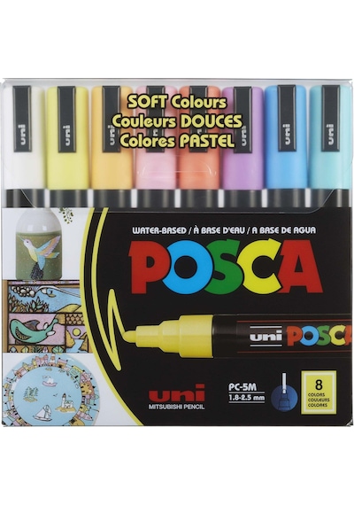 Uni Posca 5M Boyama Markörü Soft Renkler 8'li Set