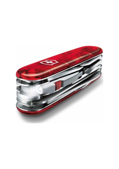 Victorinox Huntsman Lite 1.7915.T Şeffaf Kırmızı İsviçre Kamp Çakısı Kırmızı