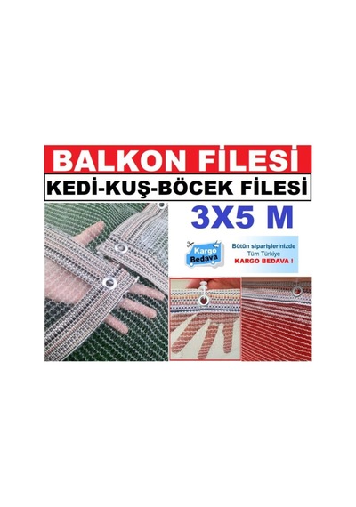 Ekodoğa Balkon Filesi Kedi Kuş Önleme 3x5m