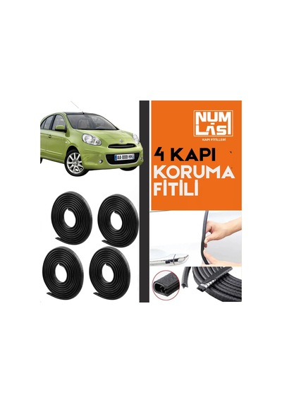 Nissan Micra 2011-2017 4 Kapı Koruma Fitili Siyah Renk Numlas-a Kalite-nm2381