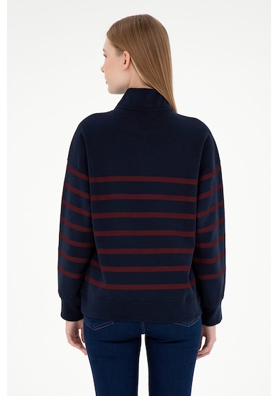 U.S. Polo Assn. Kadın Lacivert Fermuarlı Dik Yaka Sweathirt 50298989-VR033