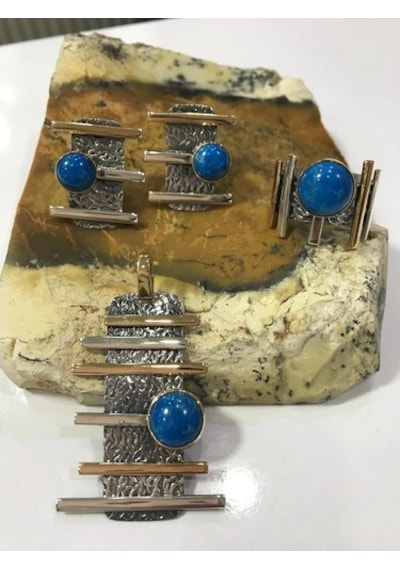 Turkuaz Taşlı Gümüş Set 925 Ayar Doğal Taş