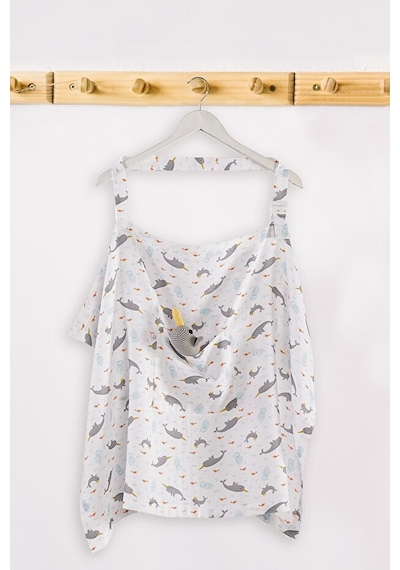 Unicorn Fish Muslin Bebek Emzirme Önlüğü