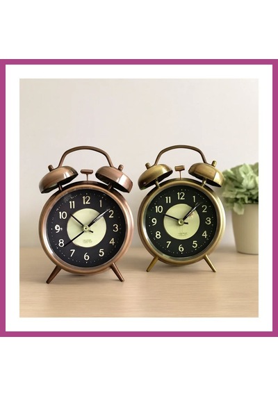 Gees Global Yuvarlak Metal Çalar Saat 10 Cm - Pilli Işıklı Fosforlu Gbzs