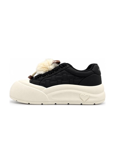 Look Life Miu Miu Çıkartılabilir Tüylü Figür Detaylı Kalın Taban Kadın Sneaker Siyah