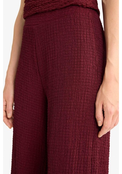 Defacto Wide Leg Geniş Bol Paça Bürümcük Pantolon D3570ax25aubr237 Bordo