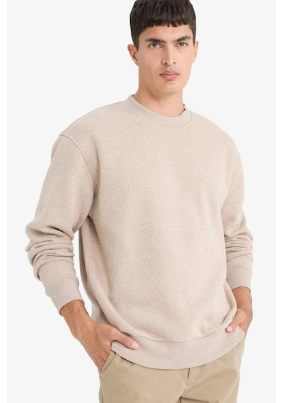 Defacto Relax Fıt Bisiklet Yaka Kalın Kumaş Sweatshirt E9409AX25AU Bej