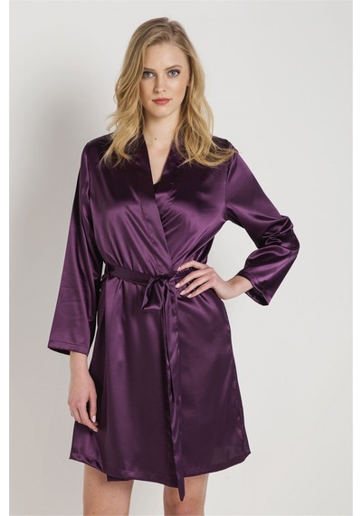 Magic Form 30427 Kadın Mürdüm Düz Saten Kumaşlı Bride Sabahlık Mürdüm - 5434088 Mürdüm
