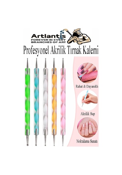 Tırnak Şekillendirme Kalemi 5 Li 1 Paket Nail Art Metal Başlıklı Tırnak Süsleme Kalemi Nokta Boyama Mandala Modelleme