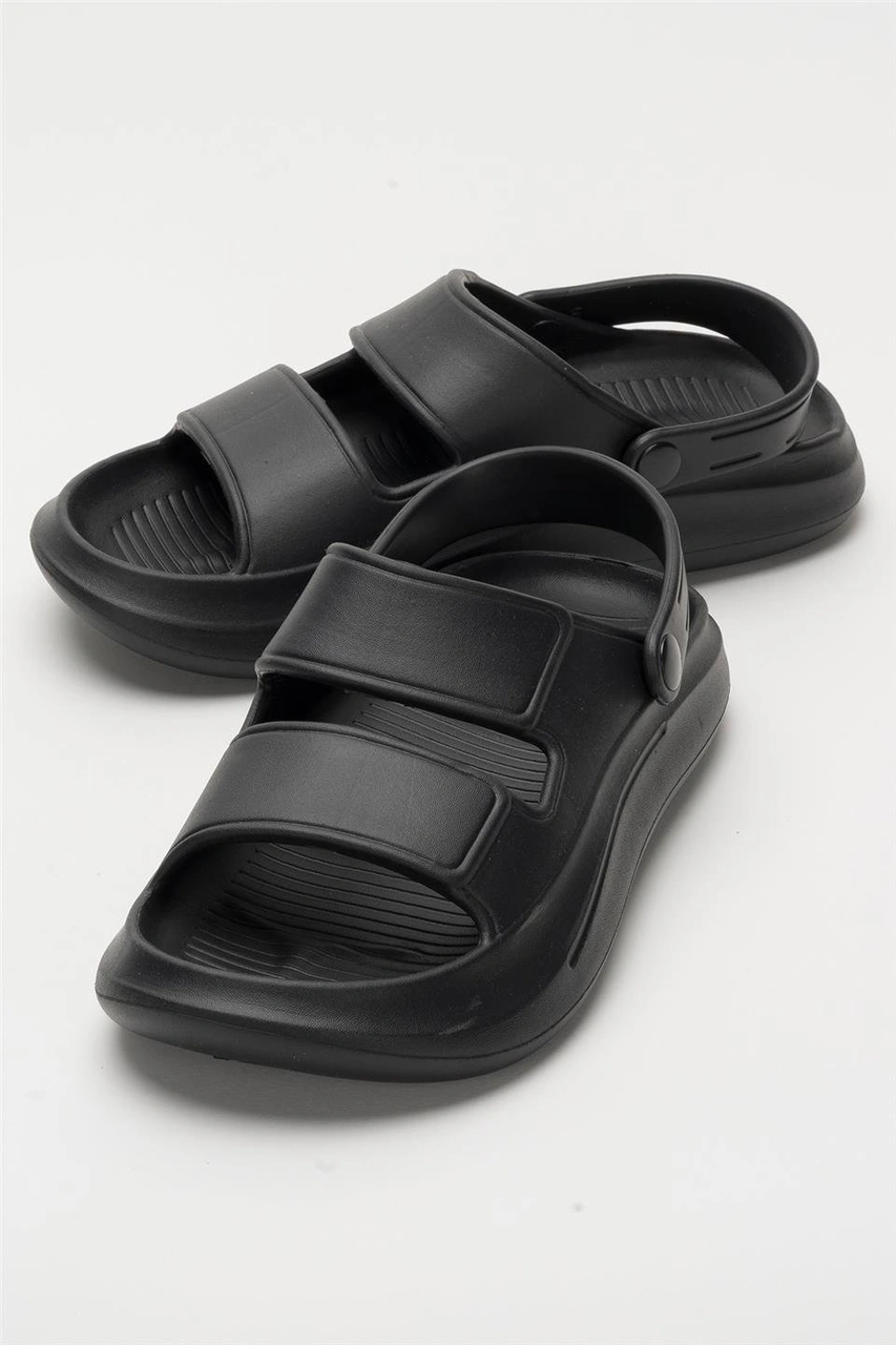 Liger Unisex Ortopedik Deniz Havuz Terliği Sandalet Siyah Siyah