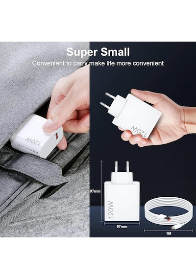 Apera MT24 Xiaomi Mi İle Uyumlu 120w Turbo Hızlı Şarj Aleti Kablo Dahil