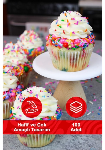 Mithra Life 100 Lü Renkli Muffin Cupcake Kâğıdı Mıt1137 Çok Renkli