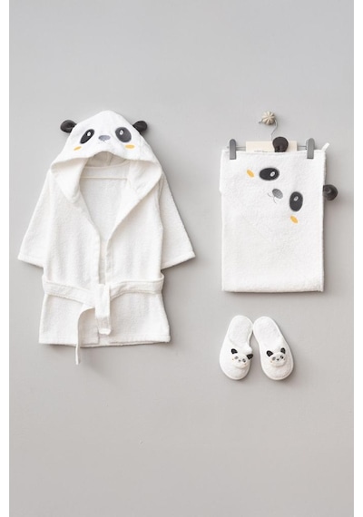 Bebitof %100 Pamuk Panda Desenli Bornoz Seti Bbtf.byz.30037 0 - 24 Ay