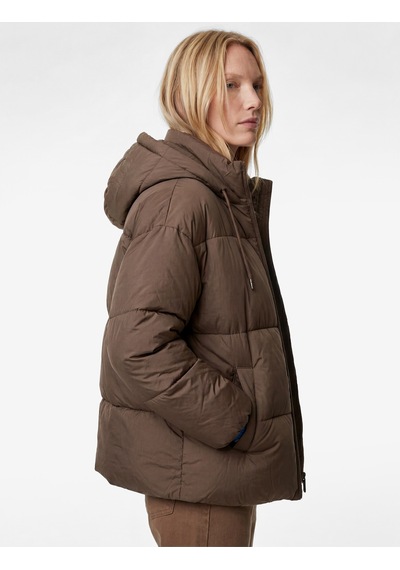Koton Uzun Kollu Fermuarlı Kapüşonlu Anorak Oversize Şişme Mont Antrasit 6wak00157ew