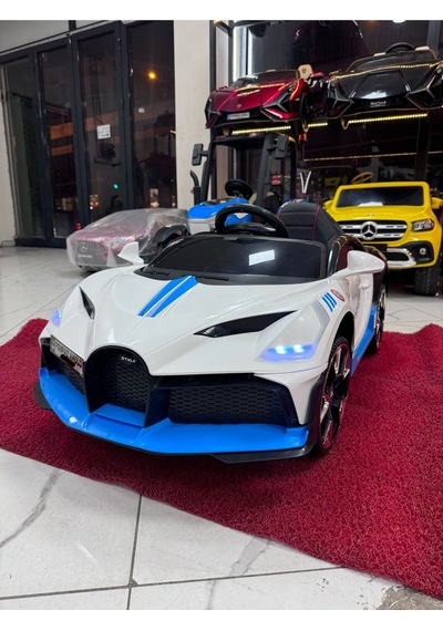 Poyraz Akülü Bugatti Güçlü Motorlu 12v Akülü Araba Özel Plaka Mavi