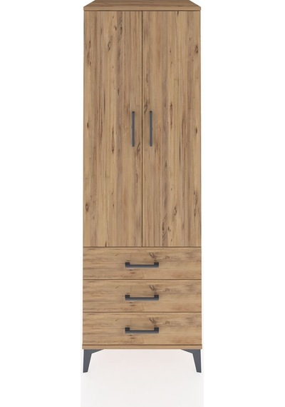 Kronos Dolap Tek Raflı 3 Çekmeceli Tek Askılı 60x59x182 Çam-çam Çam