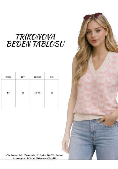 Trikonova Kalpli V Yaka Regular Kadın Süveter Pembe
