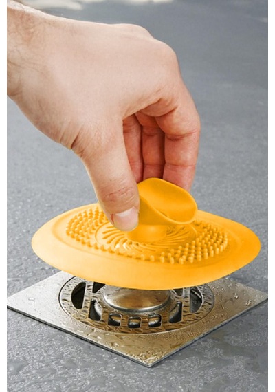 Koyu Mavi Gider Koku Önleyici Kademeli Silikon Lavabo Tıkacı Banyo Mutfak 10x10.5 Cm Turuncu
