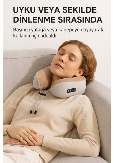 Smayling Taşınabilir Kablosuz Boyun Masaj Yastığı Isıtmalı & Titreşimli Açık Kahverengi
