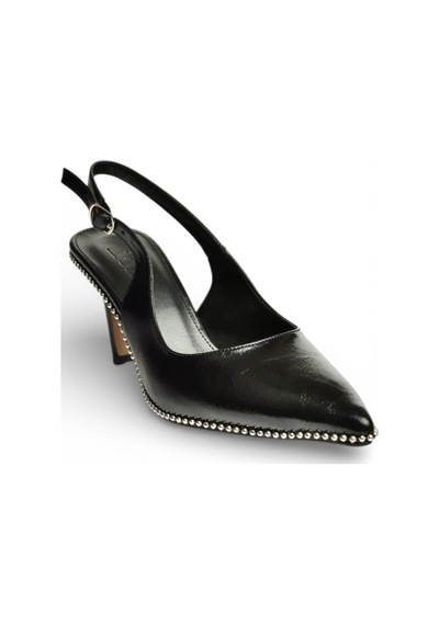 Fox Shoes Y572099760 Siyah Rustik İnce Topuklu Kadın Ayakkabı Siyah
