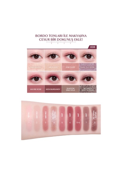 Perıpera All Take Mood Palette 008 Burgundy But With Peach Flower