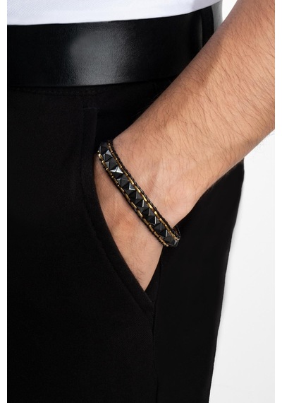 So Chic Hematit Taşlı Erkek 21 Cm Çelik Bileklik Siyah 58543872